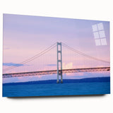 Large abstract wall art of Michigan's Upper Peninsula in muted earth tones on acrylic glass.