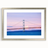 Textured abstract art print of Michigan's Upper Peninsula in muted earth tones, framed with a silver mat.