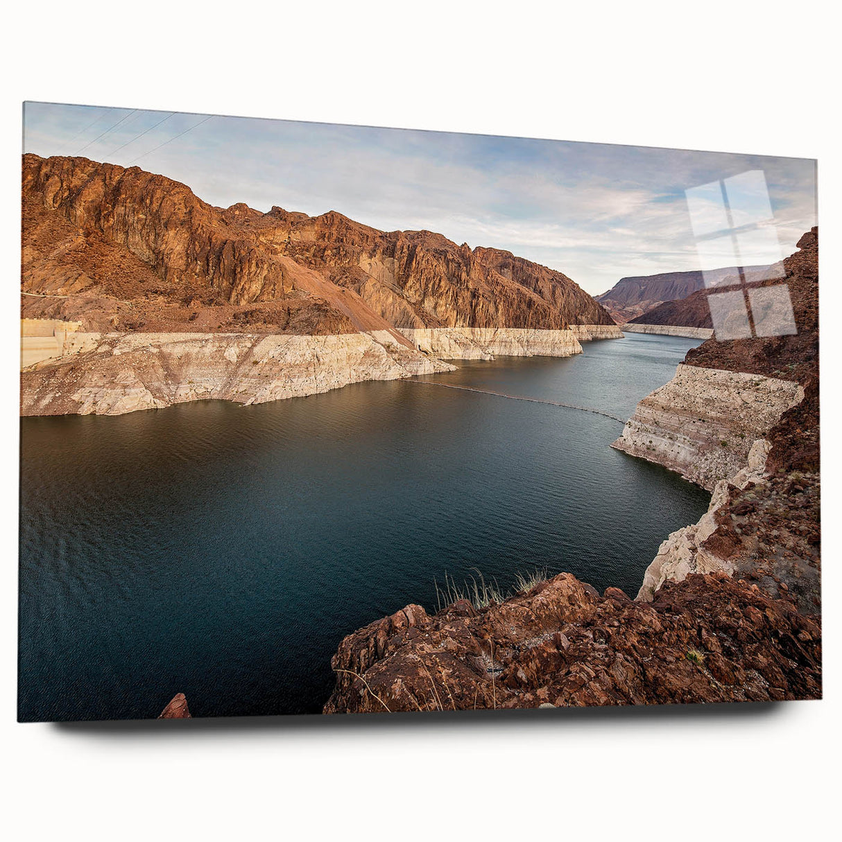 Side view of Hoover Dam in muted earth tones on acrylic glass, suitable for bedroom or dining room art.