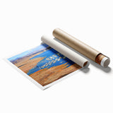 Extra large rolled print of Lake Mead, Nevada, featuring serene blue water and subtle floral elements.