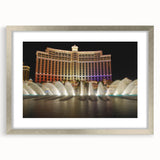 Textured art print of abstract Las Vegas skyline in muted silver and gray tones on a framed canvas, ideal for bedroom art.