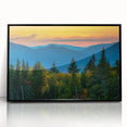 Large abstract wall art depicting a serene New Hampshire landscape in muted earth tones, framed in black acrylic.