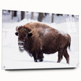 Large abstract wall art of North Dakota scenery on acrylic glass, featuring muted earth tones.
