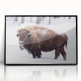 Large abstract wall art depicting North Dakota scenery in muted earth tones on a black framed acrylic.