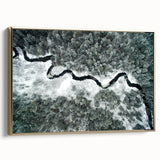 Framed canvas featuring a vintage-style landscape of the Adirondacks in muted earth tones, ideal for bedroom wall art.