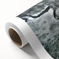Art deco poster of Adirondacks scenery in muted green and blue tones on rolled canvas, suitable for nursery wall art.