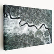 Scenic Adirondacks landscape on large stretched canvas, featuring lush greenery and serene lake, ideal for kitchen wall art.