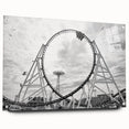 Acrylic print of Coney Island scene in muted blues and grays, suitable for bedroom or dining room decor.