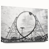 Acrylic print of Coney Island scene in muted blues and grays, suitable for bedroom or dining room decor.