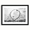 Abstract art print of Coney Island in vibrant colors, textured on a large black-framed canvas, ideal for living room decor.