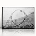 Large abstract wall art depicting Coney Island in muted colors on a framed acrylic, suitable for modern living room decor.