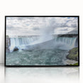 Large abstract wall art of Niagara Falls in muted blue and gray tones on framed acrylic, ideal for modern art wall decor.