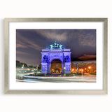 Textured abstract art print of NYC Brooklyn with muted earth tones, framed in silver, ideal for bedroom art.