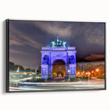 Black and white framed canvas of Brooklyn Bridge landscape, vintage poster style, ideal for bedroom wall art.