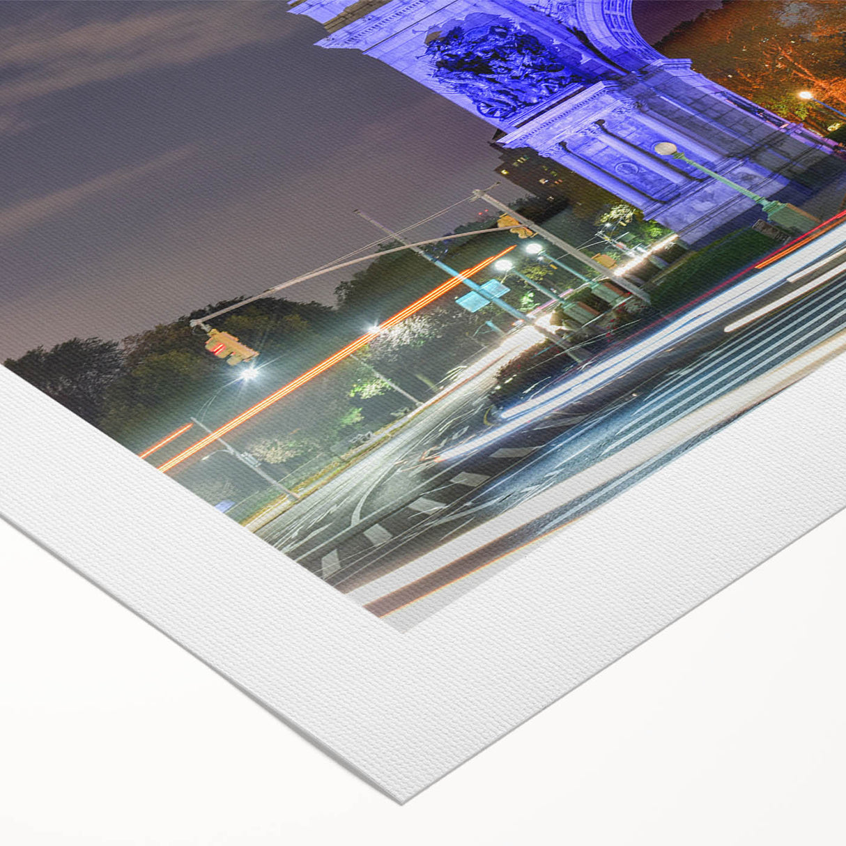 Art deco poster of the Brooklyn Bridge in muted gray and blue tones on rolled canvas, ideal for dining room wall art.