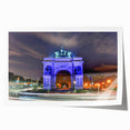 Rolled print of Brooklyn Bridge with soft gray and blue skyline, ideal for art wall dining room.