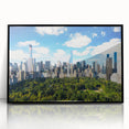 Large abstract wall art of Central Park in acrylic, featuring mid-century modernist style in muted green and black tones.