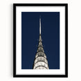 Abstract art print of the Chrysler Building in vibrant colors on a textured, extra large canvas, ideal for living room decor.