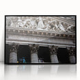 Large abstract wall art depicting the New York City skyline in muted gray tones, framed in black acrylic.
