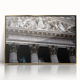 Large art print of New York City skyline in gold and black tones on framed acrylic, ideal for modern art wall decor.