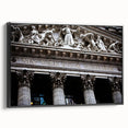 Black and white framed canvas depicting a vintage-style New York City skyline, ideal for bedroom wall art.