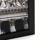 Framed canvas featuring a textured depiction of the NYC skyline in black with colorful highlights.