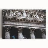 Black and white stretched canvas of New York City skyline, ideal for kitchen wall art.