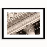 Extra large abstract art print depicting a colorful, textured New York City street scene on a black framed canvas.