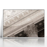Art deco poster of Wall Street in muted gray and blue tones on framed acrylic, ideal for modern office decor.