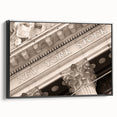 Black and white framed canvas of Wall Street featuring vintage poster style, ideal for bedroom wall art.