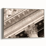 Landscape art painting of Wall Street with vintage poster style in black and colorful hues on framed canvas.