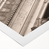 Art deco poster of Wall Street scene in monochrome shades on rolled canvas, suitable for dining room wall art.