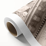 Art Deco style New York City Wall Street scene on rolled canvas, featuring muted gray and blue tones.