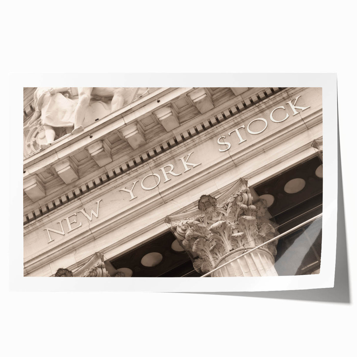Extra large rolled print of Wall Street, NYC with muted gray tones, ideal for art wall dining room.