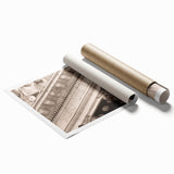 Extra large rolled print of Wall Street with floral accents in pastel shades, ideal for classy bathroom wall art.
