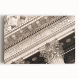 Black and white large art print of Wall Street scene on stretched canvas, suitable for kitchen wall art.
