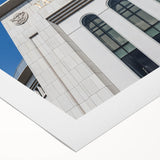 Art deco poster of New York City skyline in monochrome tones on rolled canvas, suitable for dining room wall art.