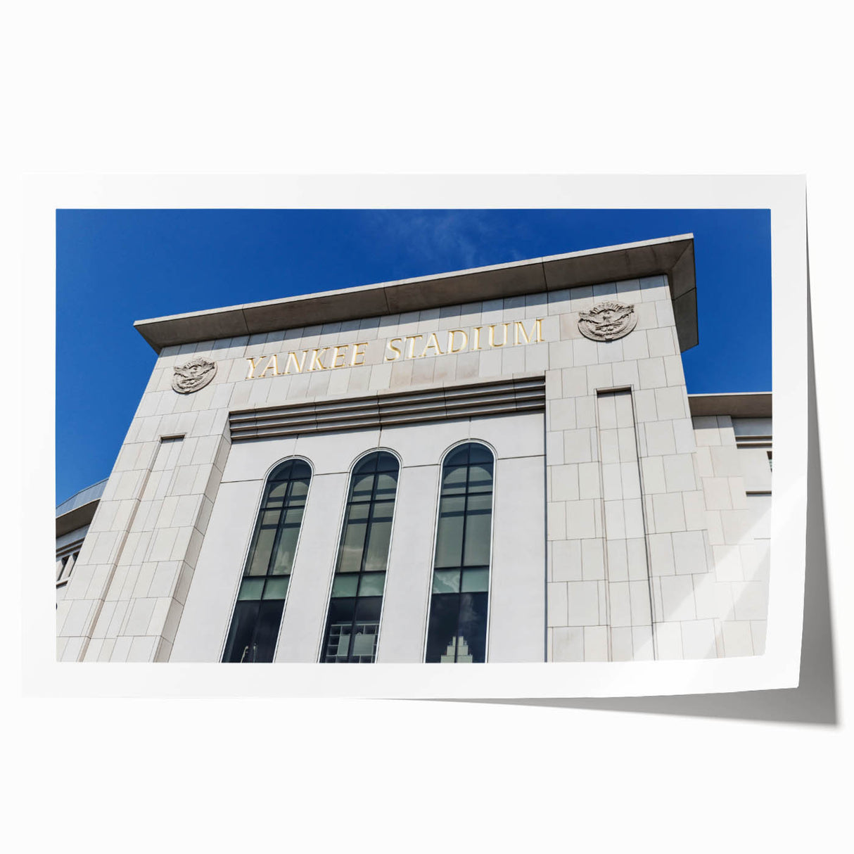 Extra large rolled print of New York City's Yankee Stadium with muted gray tones, ideal for art wall dining room.
