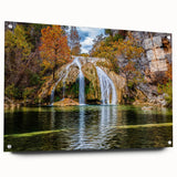 Acrylic print of a large abstract depiction of Oklahoma scenery in muted earth tones.