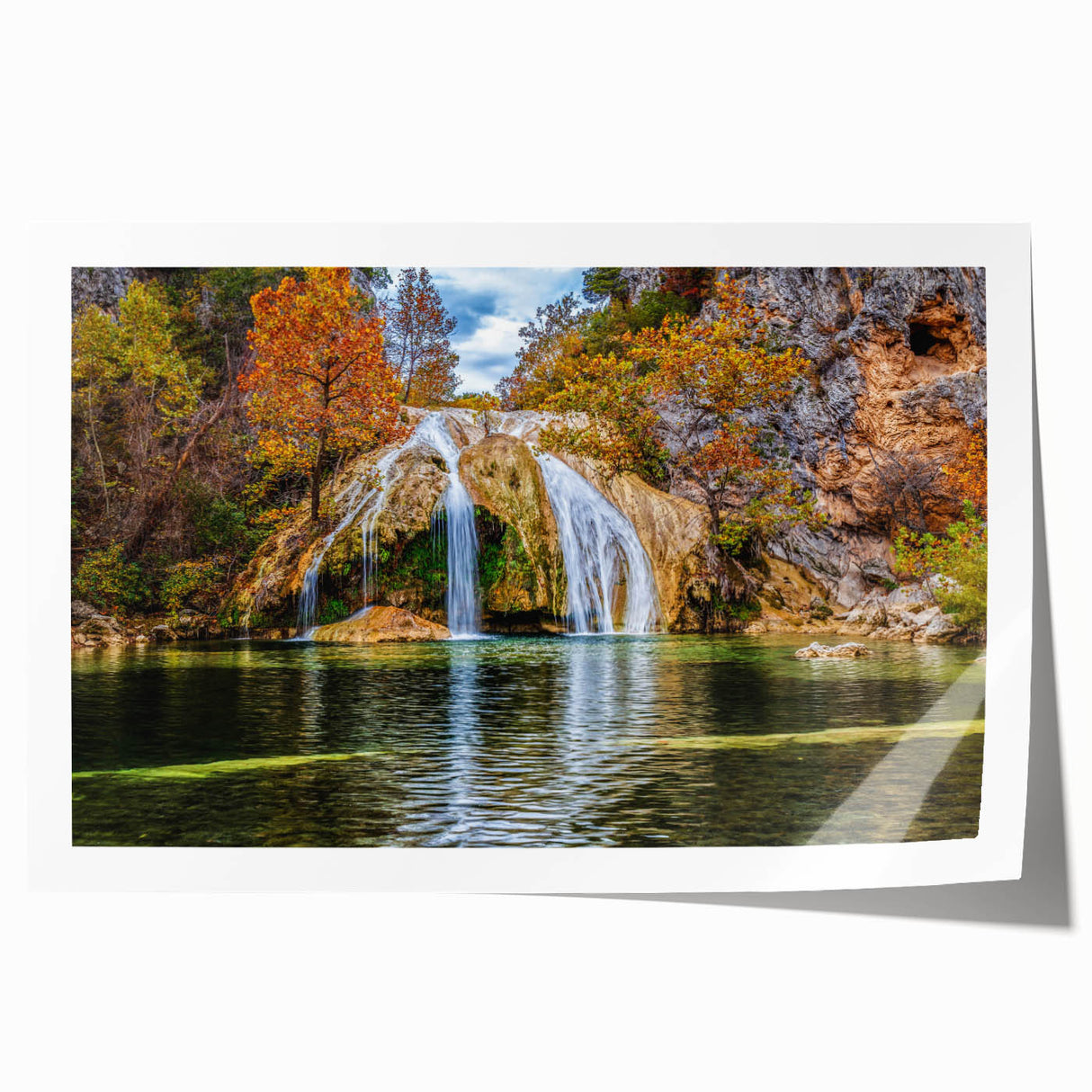 Rolled print of Oklahoma scenery with vibrant green and floral elements, ideal for art wall dining room.