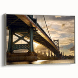 Framed canvas depicting a vintage Philadelphia landscape in muted colors, suitable for office decor.