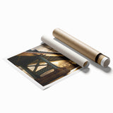 Extra large rolled print of Philadelphia scenery with muted floral elements, ideal for classy bathroom wall art.