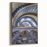 Framed canvas of Pittsburgh landscape in muted gold and black tones, vintage poster style, ideal for bedroom wall art.