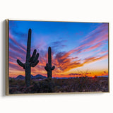 Framed canvas wall art featuring a vintage-style Phoenix valley landscape in muted gold and black tones.
