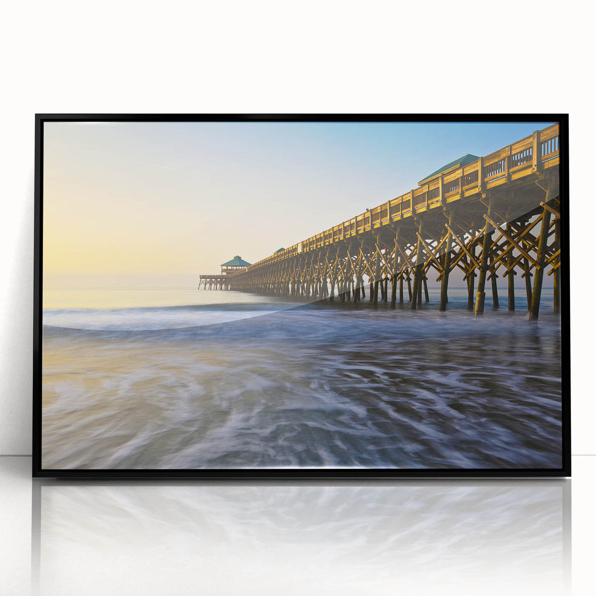 Large abstract wall art depicting Charleston, South Carolina, in black and white tones on framed acrylic.