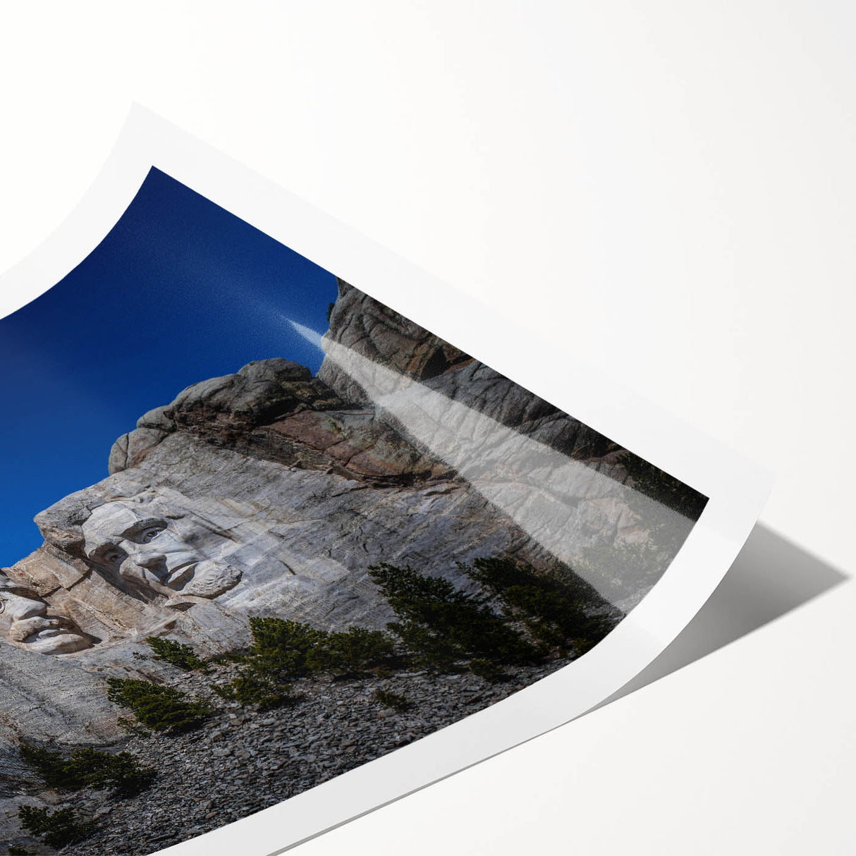 Extra large rolled print of Mt. Rushmore in muted earth tones, suitable for large living room wall art.