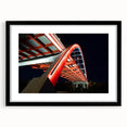 Abstract art print of Nashville skyline in vibrant colors on a large framed canvas, ideal for living room decor.