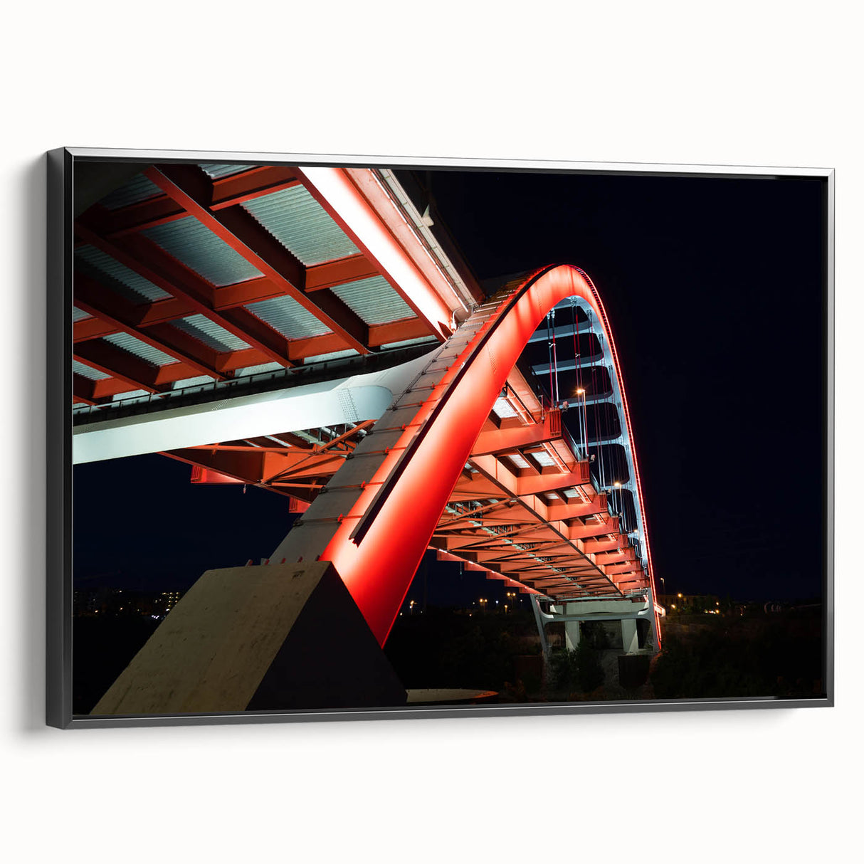 Black and white framed canvas of Nashville landscape, ideal for bedroom wall art.