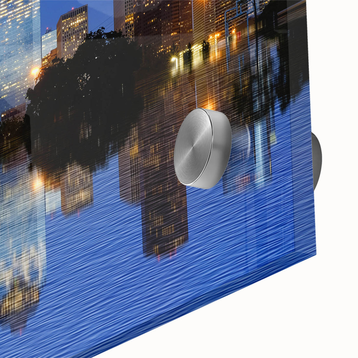Large abstract wall art of Houston skyline in muted earth tones on acrylic glass, ideal for dining room art.