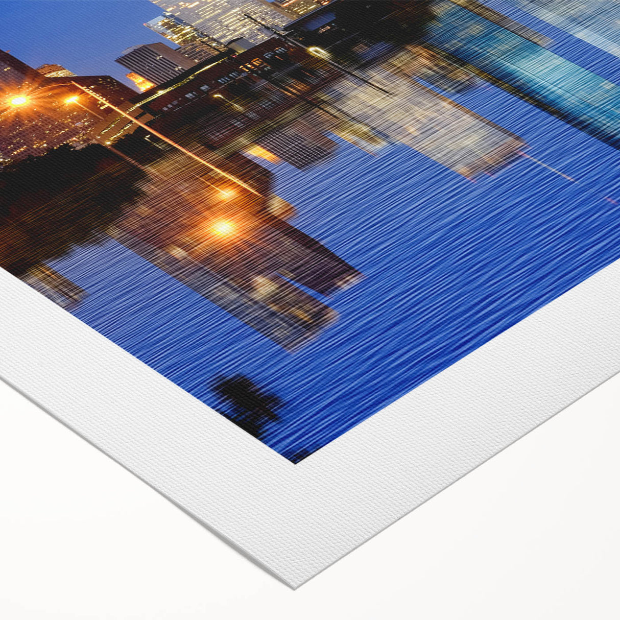 Art deco poster of Houston skyline in monochrome shades on rolled canvas, suitable for dining room wall art.